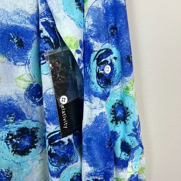 Relativity Shirt Top Womens 3X Blue Button Up Lightweight Collared Long Sleeve - Picture 5 of 14